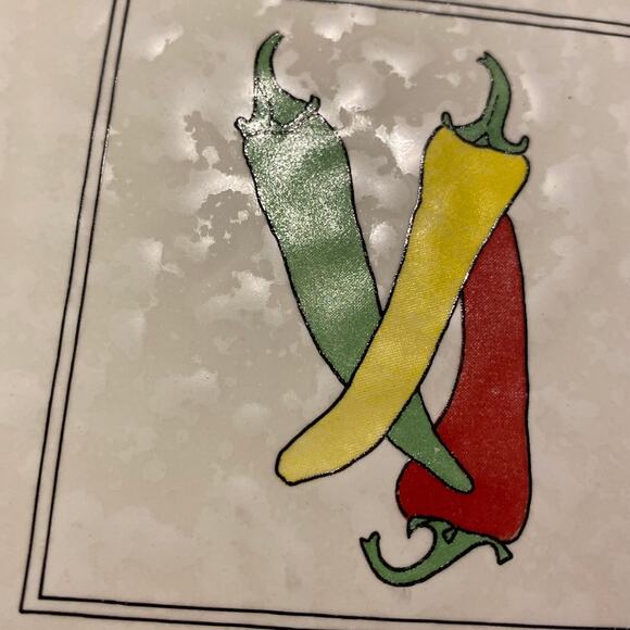Chili Pepper Mayan Daltile RARE 2 pieces Textured Green Red Yellow Peppers VNTG - Picture 6 of 7